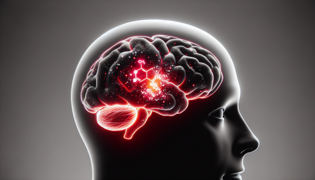 Illustration of a brain with highlighted reward system to depict ketamine's addictive potential