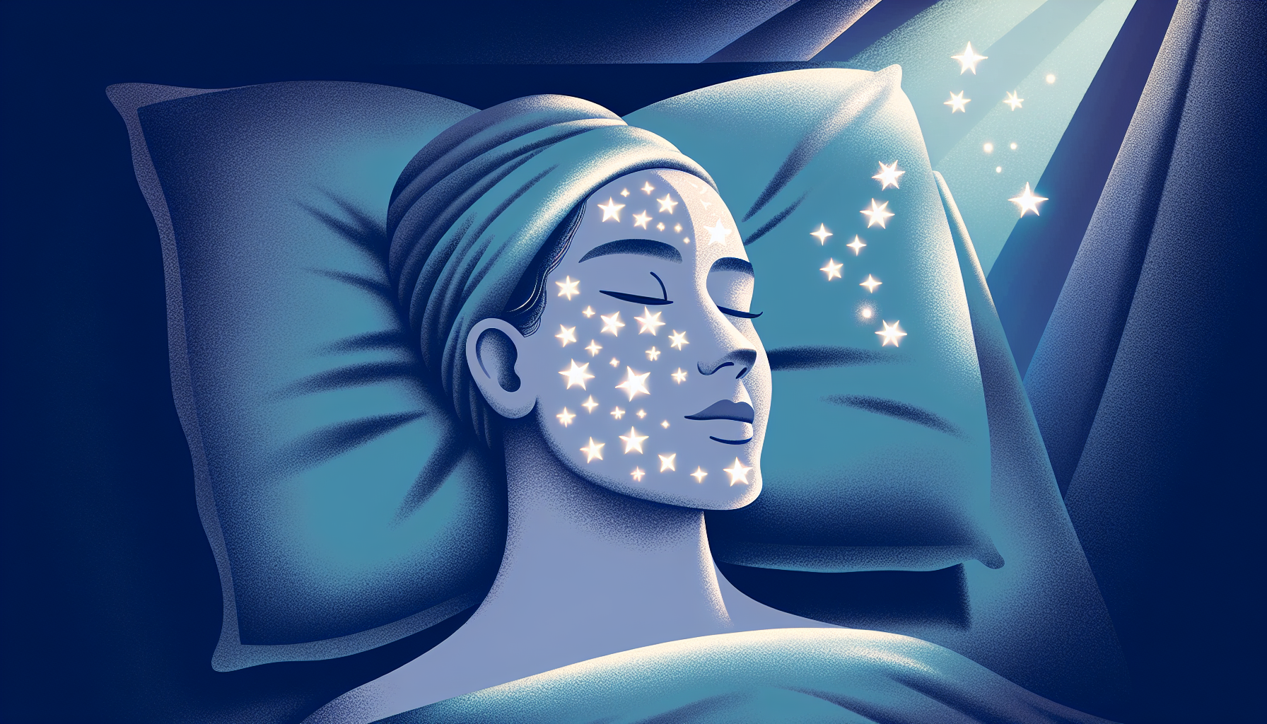 Illustration of wearing pimple patches while sleeping