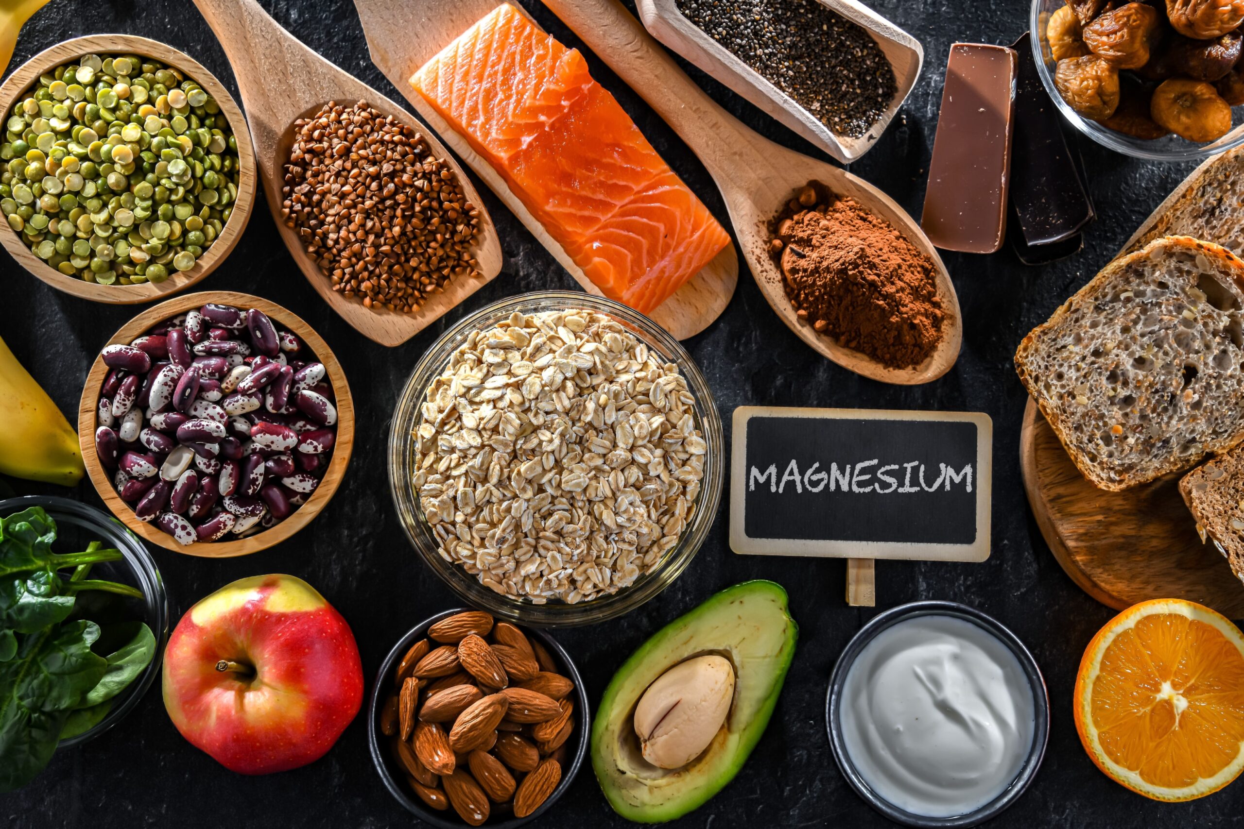 Illustration of magnesium-rich foods