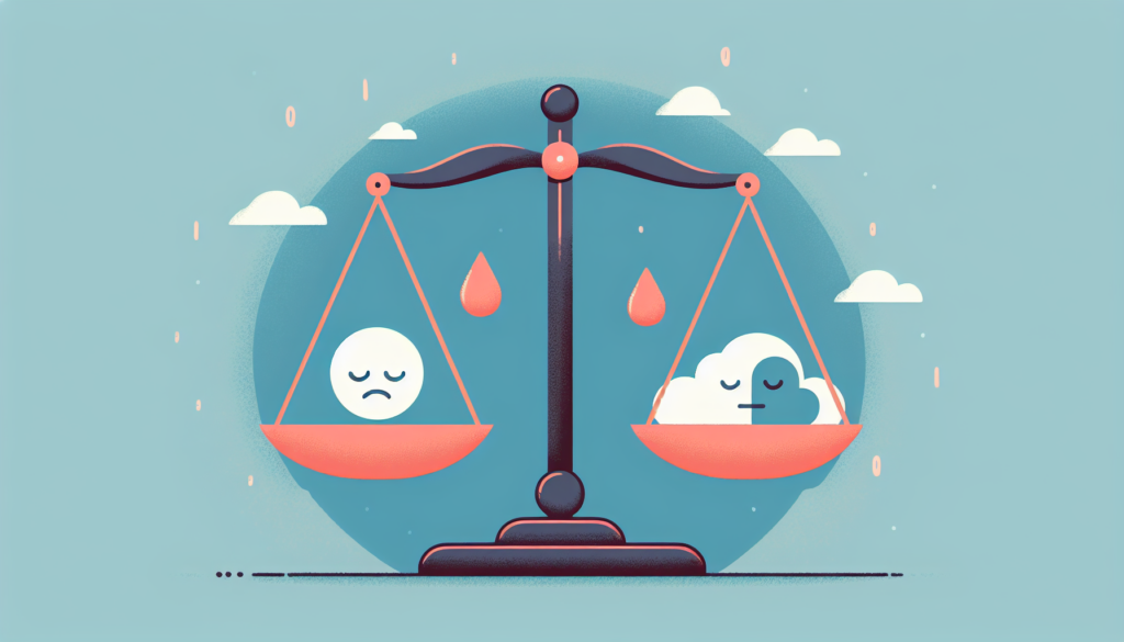 Illustration of a scale with 'Bipolar I' on one side and 'Bipolar II' on the other side to represent the comparison between the two disorders