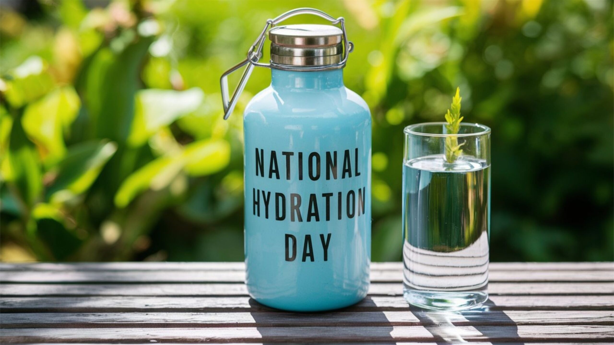 Water bottle with national hydration day to show importance of hydrating for UTI's